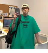 Korean style new Hong Kong style trendy letter printed short-sleeved trend loose and versatile casual couple half-sleeved top