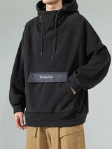 Autumn Polar Fleece Half Turtleneck Hoodies For Men Y2K Vintage Windproof Hooded Sweatshirts Casual Streetwear Pullover