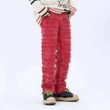 tassel hole spliced european and american straight leg denim pants new popular patch jeans mens wear unique jeans style 196