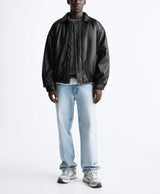 American high street PU imitation leather lapel cotton jacket autumn warm jacket men