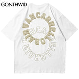 Vaporwave Aesthetic print tee – Mens Tshirt Streetwear Hip Hop Embroidery Letters Cotton Loo