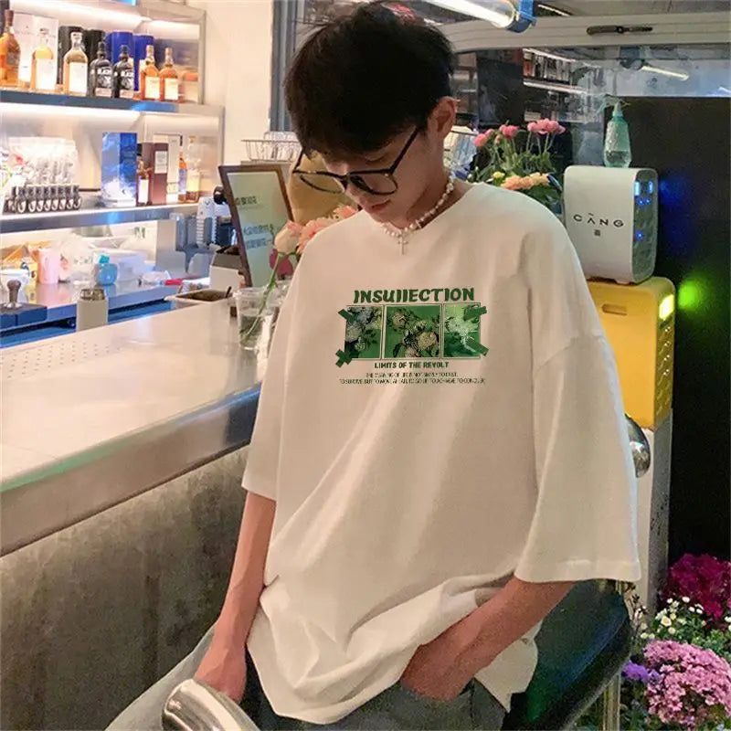 Sadcore Oversized shirt – Korean Style Street Letter Printed Short Sleeved T Shirt For