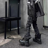 high street hand brushed glue sparkling baggy flare jeans for men y2k pantalones hombre leather pants oversized denim trousers 3 unique jeans style 1331