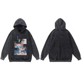 Harajuku aesthetic drop featuring hip hop streetwear oversized hoodie sweatshirt black smoking cartoon harajuku japanese anime graphic men hooded pullover cotton