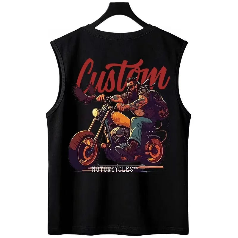 Glitchcore Aesthetic drop – Summer Japanese Anime Motorcycle Mens Printed Sleeveless T S