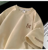 Glitchcore Aesthetic drop – 2024 Summer Letter Embroidered Waffle T Shirt Mens Y2K Vinta