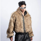 Integrated Fur Leather Men Cotton Jackets Thickened American High Street Motorcycle PU Leather Parkas Winter Couple Punk Outwear
