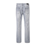 street wear washed hole destroyed skinny jeans denim hip hop blue cylinder male casual slim jeans pants ripped denim trousers stacked flare jeans