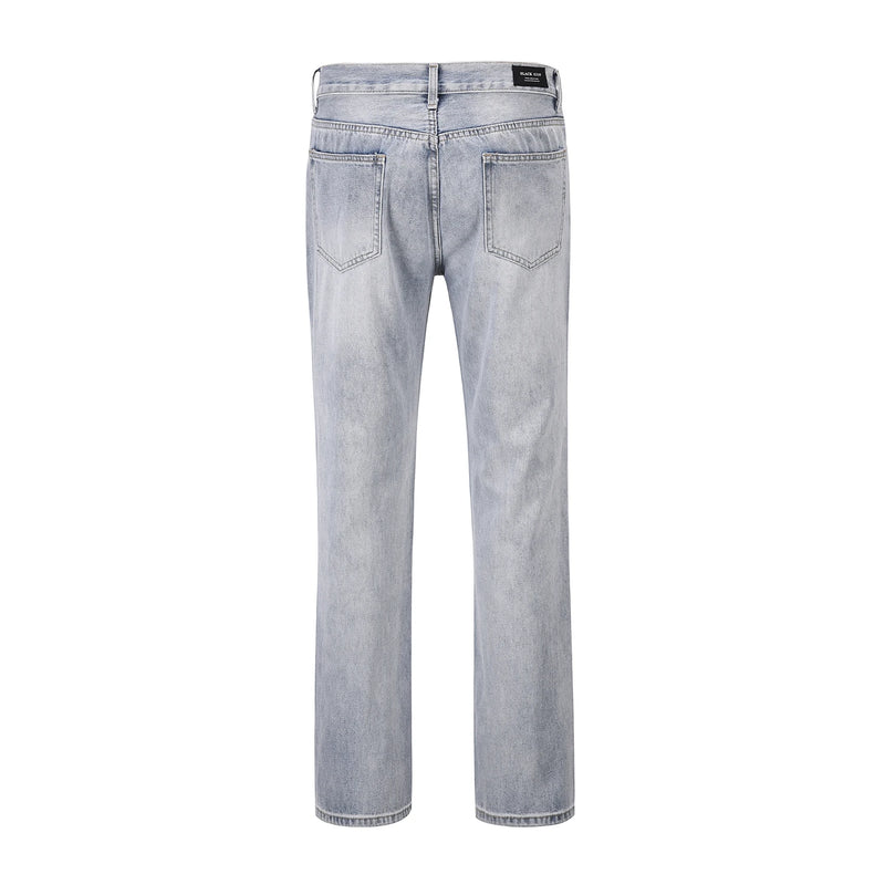 street wear washed hole destroyed skinny jeans denim hip hop blue cylinder male casual slim jeans pants ripped denim trousers stacked flare jeans
