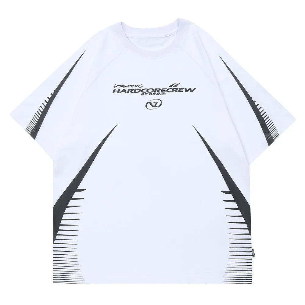 Vaporwave Tribal flame – Streetwear Men Oversized Tshirts Black White Splicing Graphi