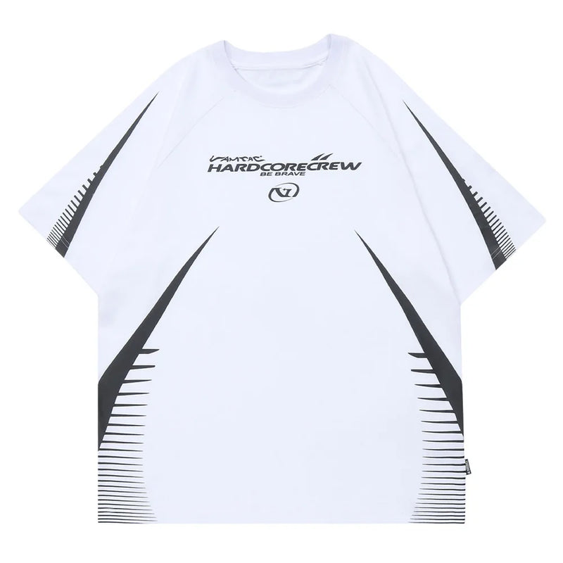 Vaporwave Tribal flame – Streetwear Men Oversized Tshirts Black White Splicing Graphi