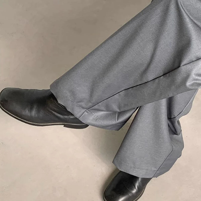 mens straight tube ice silk pants casual slacks youth thin wide leg pants business summer pants soft vintage trousers unique default style 983