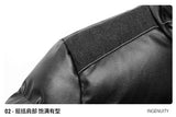 Winter new men's cotton thickened jacket slim stand-up collar splicing PU leather large pocket cotton-padded coat men