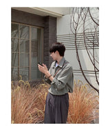 Spring And Autumn New Korean Style Shirt Men Suede Loose Trendy And Ve