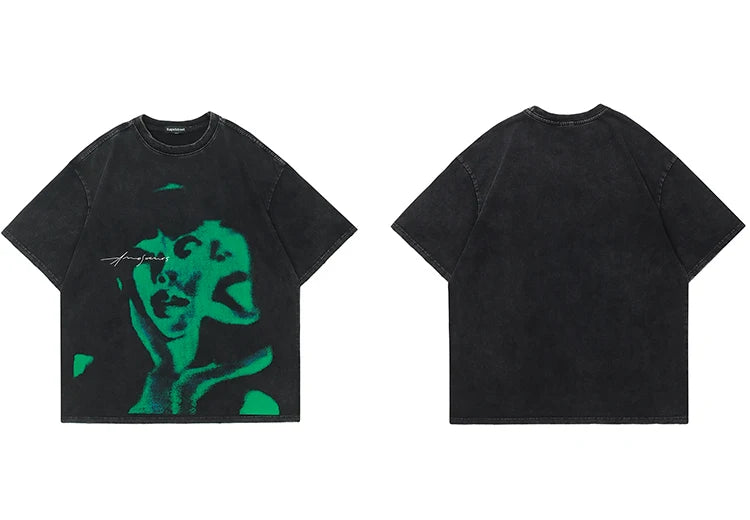 Sadcore Streetwear top – Vintage Punk Men Oversize Tshirt Streetwear Hiphop Abstract