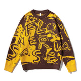 rainbowtouches mens sweater street wear cartoon printing graffiti pullover vintage knitted sweater couples spring and autumn aesthetic street look hoodie, high quality cotton pullover, oversized graphic print design