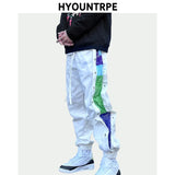 hip hop loose fit elastic waist pants patchwork paisley side bottoms ankle pants mens casual drewstring sportwear pants joggers relaxed fit joggers