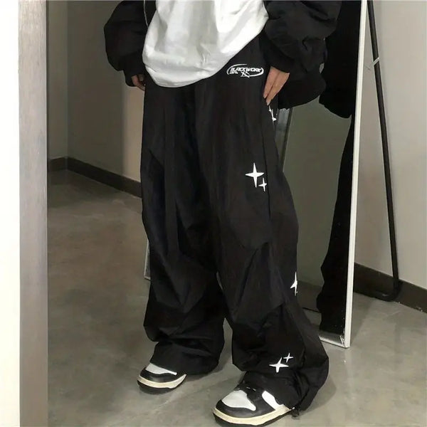harajuku black cargo pants women y2k parachute gorpcore oversize baggy trousers streetwear korean fashion vintage hippie multi-pocket cargos