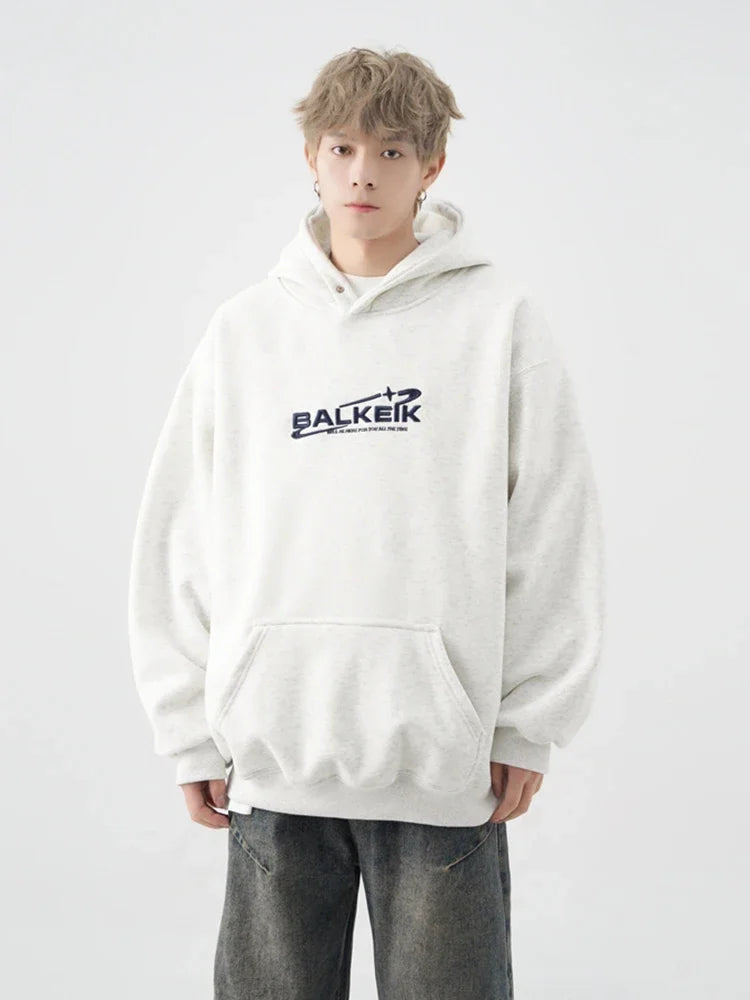 Y2K Minimalist Zip Collar Top – Winter Letter Embroidered Baggy Hoodies For Men Y2K Vintage Streetwear Hooded Sweatshirt Hip Hop Fashion Fleece Pullover Hoody | Zip Knit Drop #213