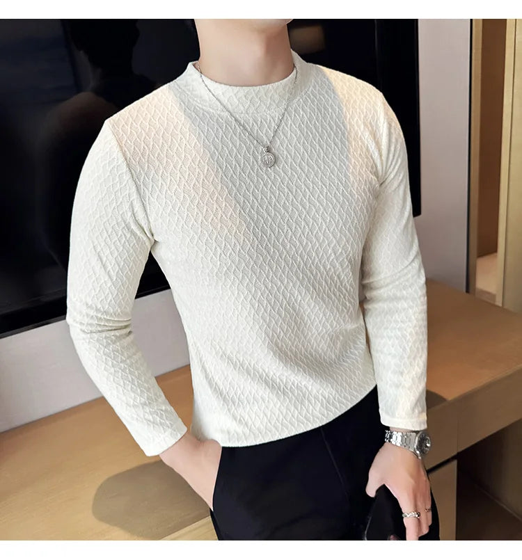 Skatercore Graphic tee – Autumn Winter Semi Turtleneck Stretch Slim Fit Long Sleeve T