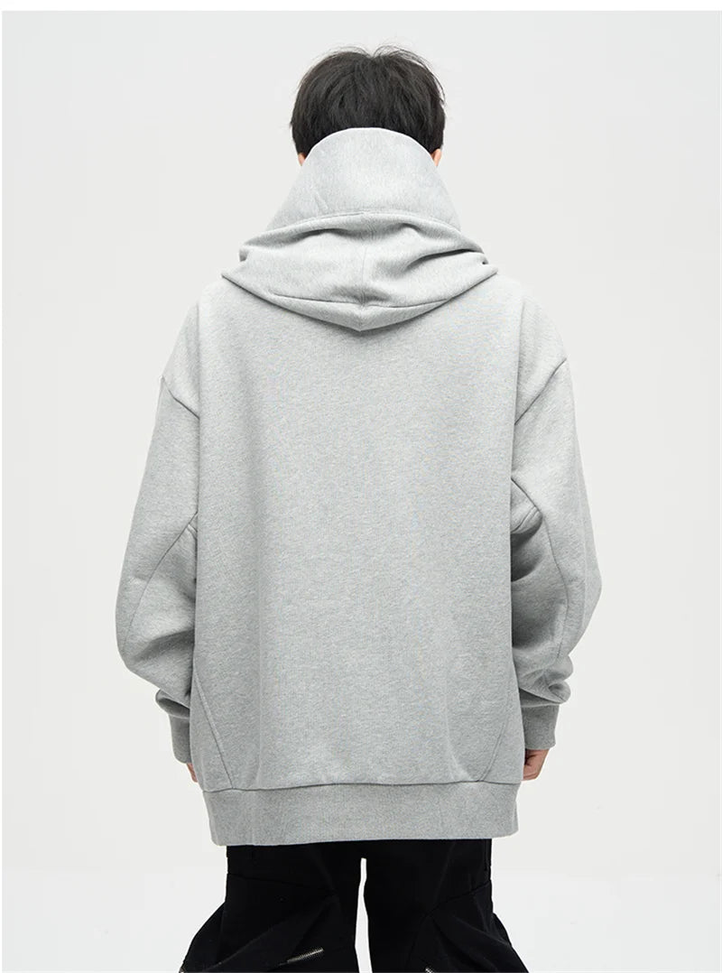 Autumn Ninja Streetwear Turtleneck Hoodies For Men Letter Embroidered Hip Hop Fashion Sweatshirts Y2K Vintage Fleece