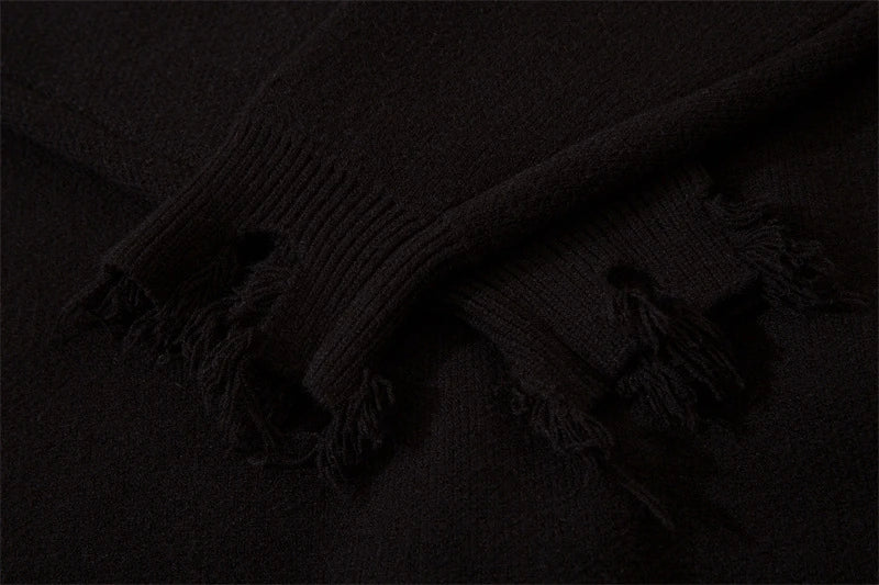 half high collar goth women men sweaters oversized long sleeve knitted pullovers y2k men ripped sweater harajuku streetwear tops - soft fleece-lined outerwear, bold artwork streetwear hoodie, trendy hip hop fashion hoodie