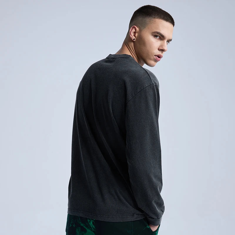 Rainbowtouches Washed Men's Long Shirts Vintage Clothing Oversized Fashion Printing Cool Stuff Popular Hip Hop High Street Style