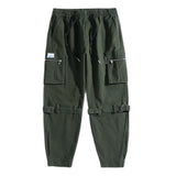hip hop loose fit elastic waist cargo pants side big pocket ankle pants with belt mens drewstring military sweatpants joggers unique joggers style 4639