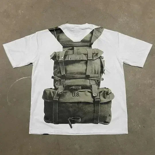 Harajuku Streetwear Y2K New T shirt Men Hip Hop Bulletproof Vest Graphic Print Oversized Cotton Short Sleeved Casual Tops Tees