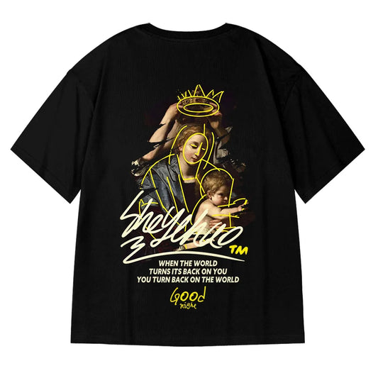 Sadcore Tribal flames – Maternal Love Gothic T Shirts 2025 Summer Casual Short Sleeve