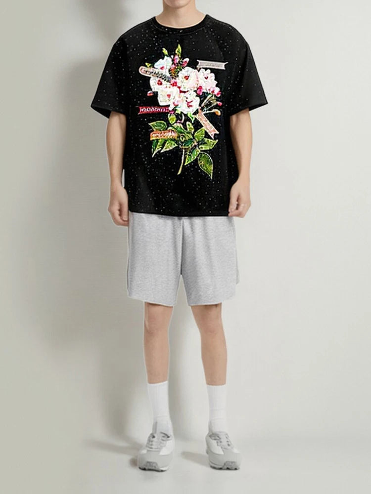 Y2k Broken heart – Retro Floral Pattern T Shirt Mens T Shirt Harajuku Style Seq