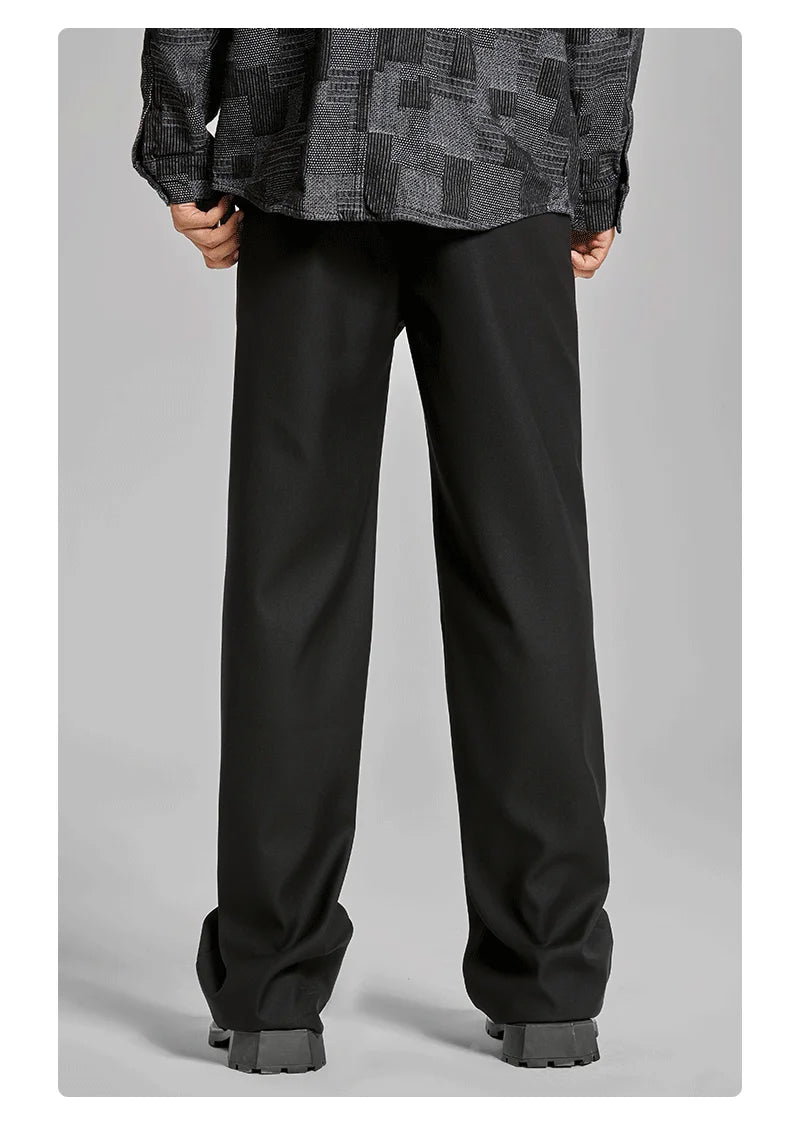 extended length edition men streetwear fashion hip hop vibe straight black pant casual business suit long pants trousers unique default style 1752