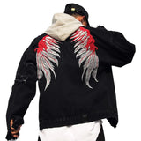 back wing embroidery denim jacket coat mens fashion hip hop harajuku jean coats outerwear casual streetwear jeans baggy jacke - variant style 7b2031 for streetwear fashion
