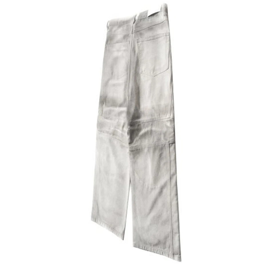 hi street dirty tie dye baggy jeans men pleated loose white straight jeans trousers luxury designer oversized denim pants unique jeans style 533