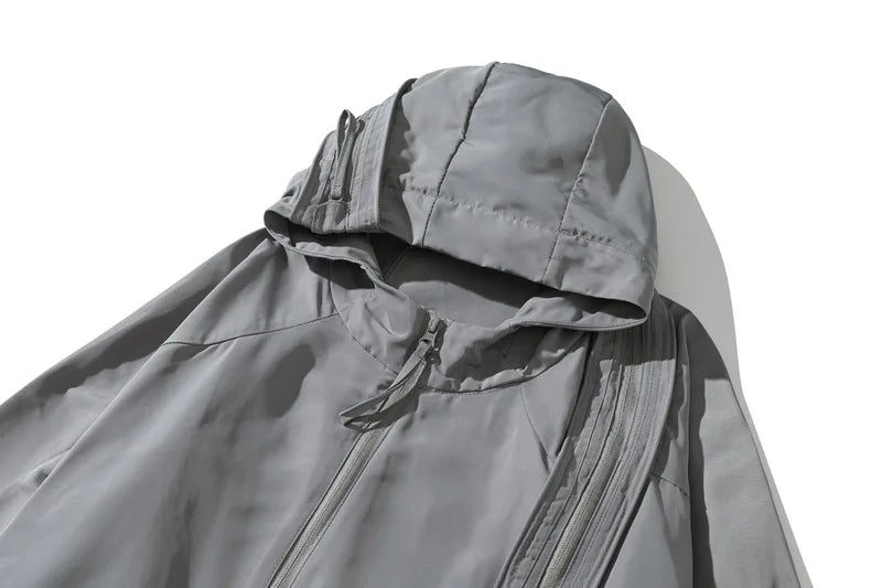 New 2023 Men Raf Technical zip-up Parka Track Zipper Casual Mess Windbreaker With Hoody Trench Jackets Coat #A06