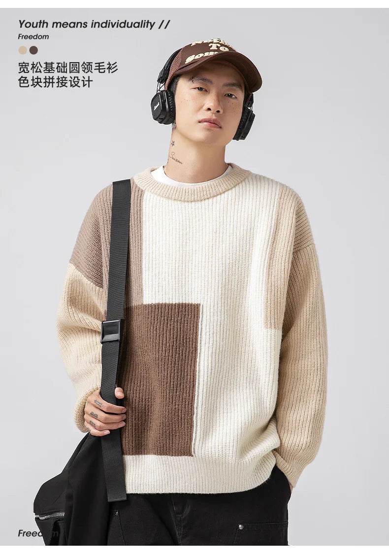 grunge knit pullover for fall and winter, oversized aesthetic with urban style, mens fashion layer for modern streetwear coll