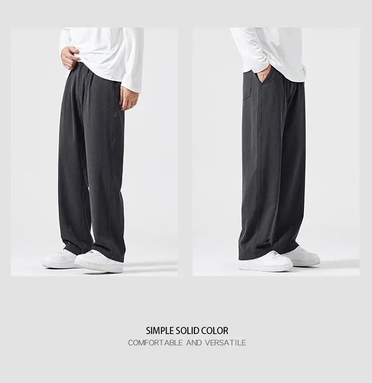 mens trend streetwear fashion loose casual plus size straight wide leg suit pant office man commute work pants trousers unique default style 2199
