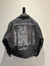 streetwear anime t-shirt with chaotic layered artwork and text