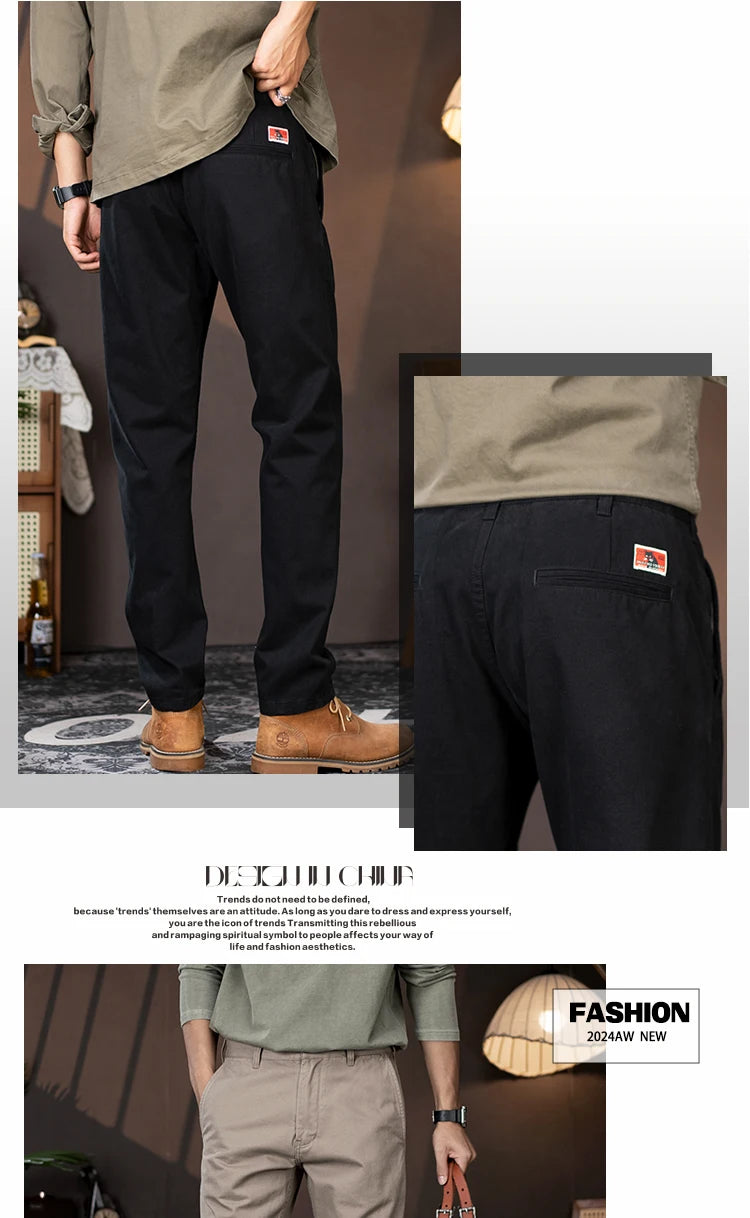 men business casual fashion pure cotton commute pants japanese streetwear amikaji fashion straight cargo pant trouser unique cargo style 2022