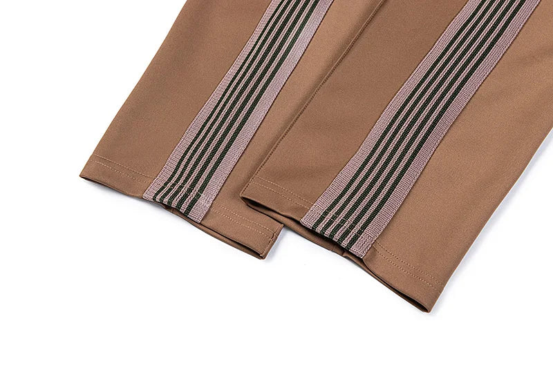 good quality brown motion casual pants men woman lovers trend side edge weaving embroidery drawstring loose trousers unique default style 5006