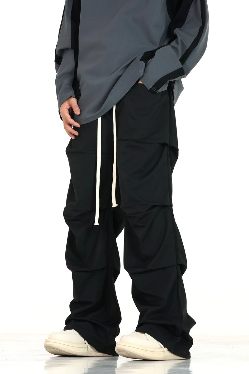 side fold baggy pants men casual elastic waist straight trousers streetwear new fashion drawstring unisex hip hop pants joggers unique joggers style 5118