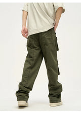 mens loose streetwear cargo straight pants high street casual bottom zipper multi pocket trousers hip hop safari style joggers unique joggers style 3307