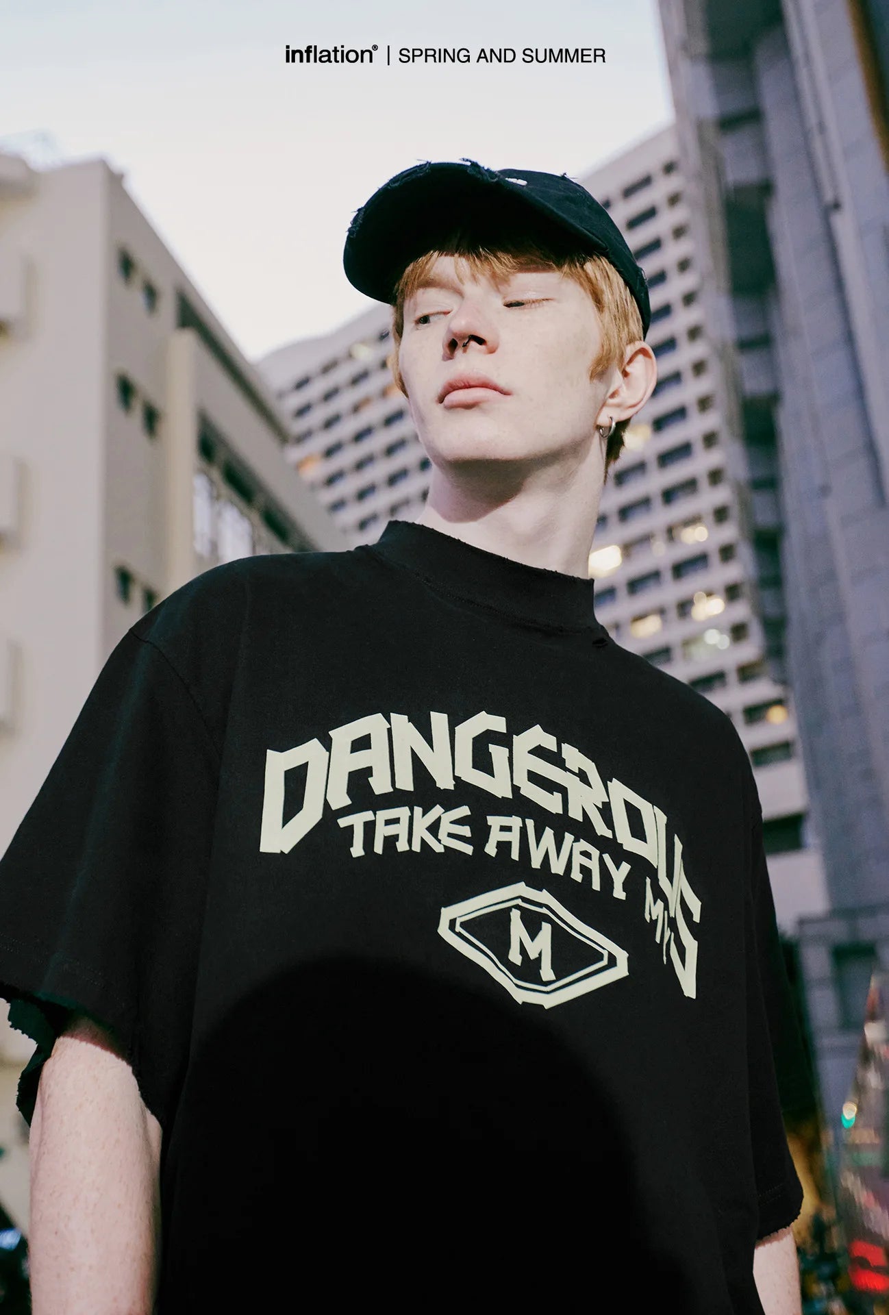 Harajuku Aesthetic piece – Japanese Loose Turtleneck Mens Printed Short Sleeved T Shirt