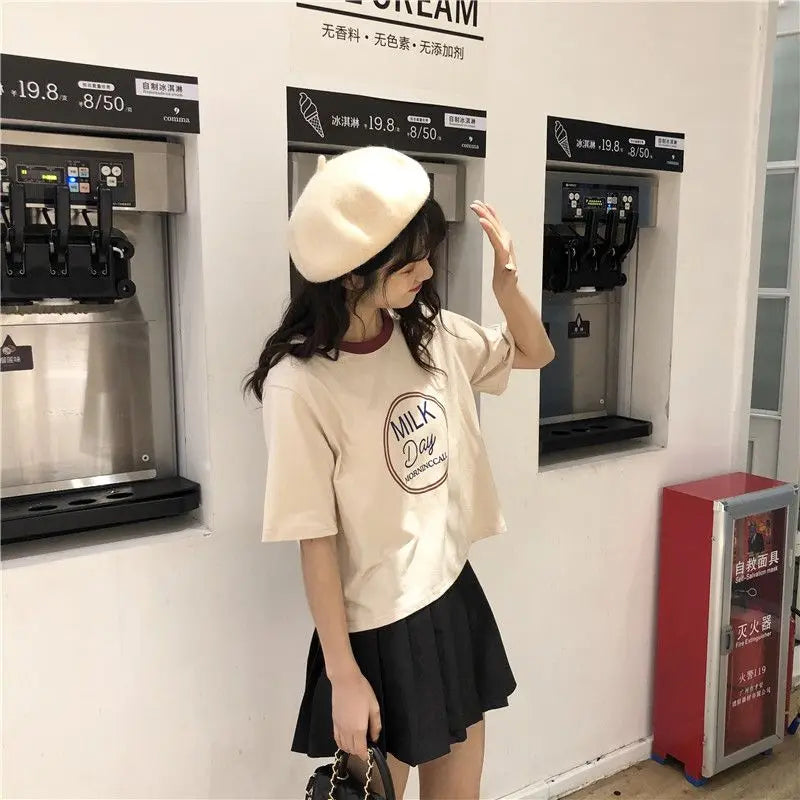 Y2k Tribal flame – Short Short Sleeved T Shirt For Female Students New Korean S