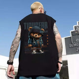 Harajuku Tribal flames – Gothic Punk Bear Print Tank Tops For Men Hip Hop Oversized S