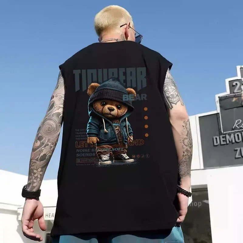 Harajuku Tribal flames – Gothic Punk Bear Print Tank Tops For Men Hip Hop Oversized S