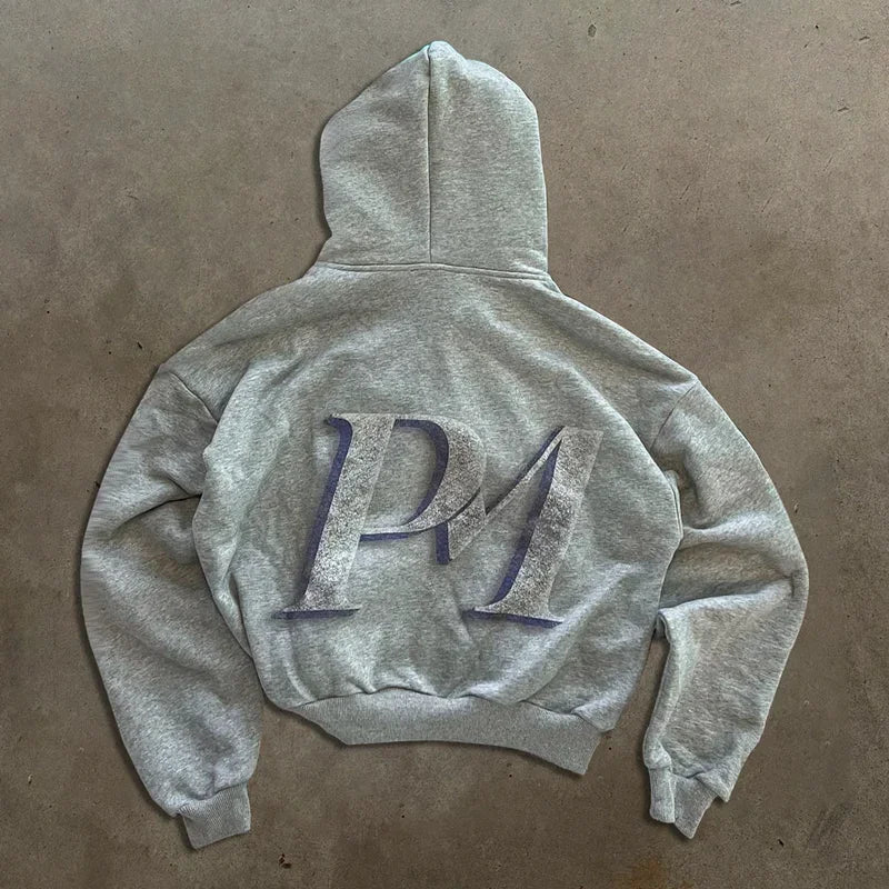 Printed Personalized Patterns Street Style Street Hooded Cardigan Long