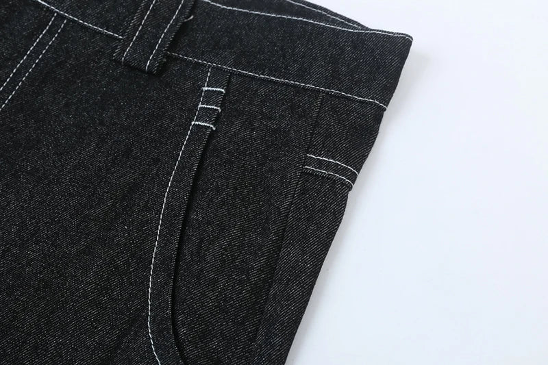 hip hop pockets embroidery letter print jeans shorts for men summer retro oversized wide leg denim knee lenght pants unique jeans style 3641
