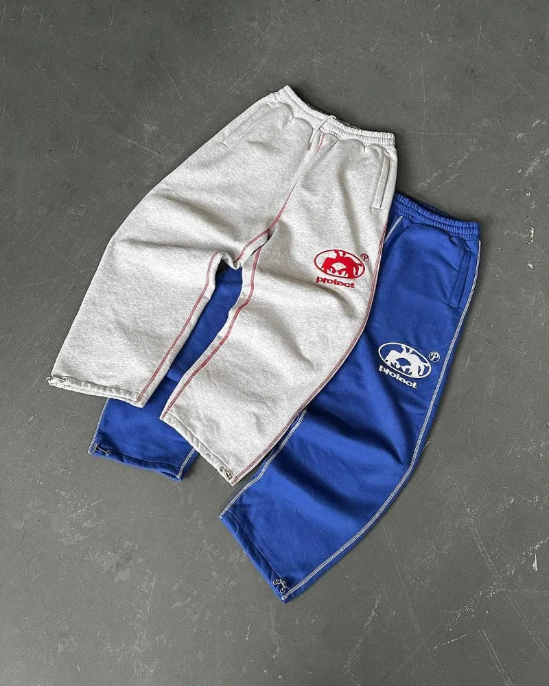 american high street fashion brand harajuku retro oversized casual trousers men y2k fashion letter striped loose wide leg pants urban fashion pants