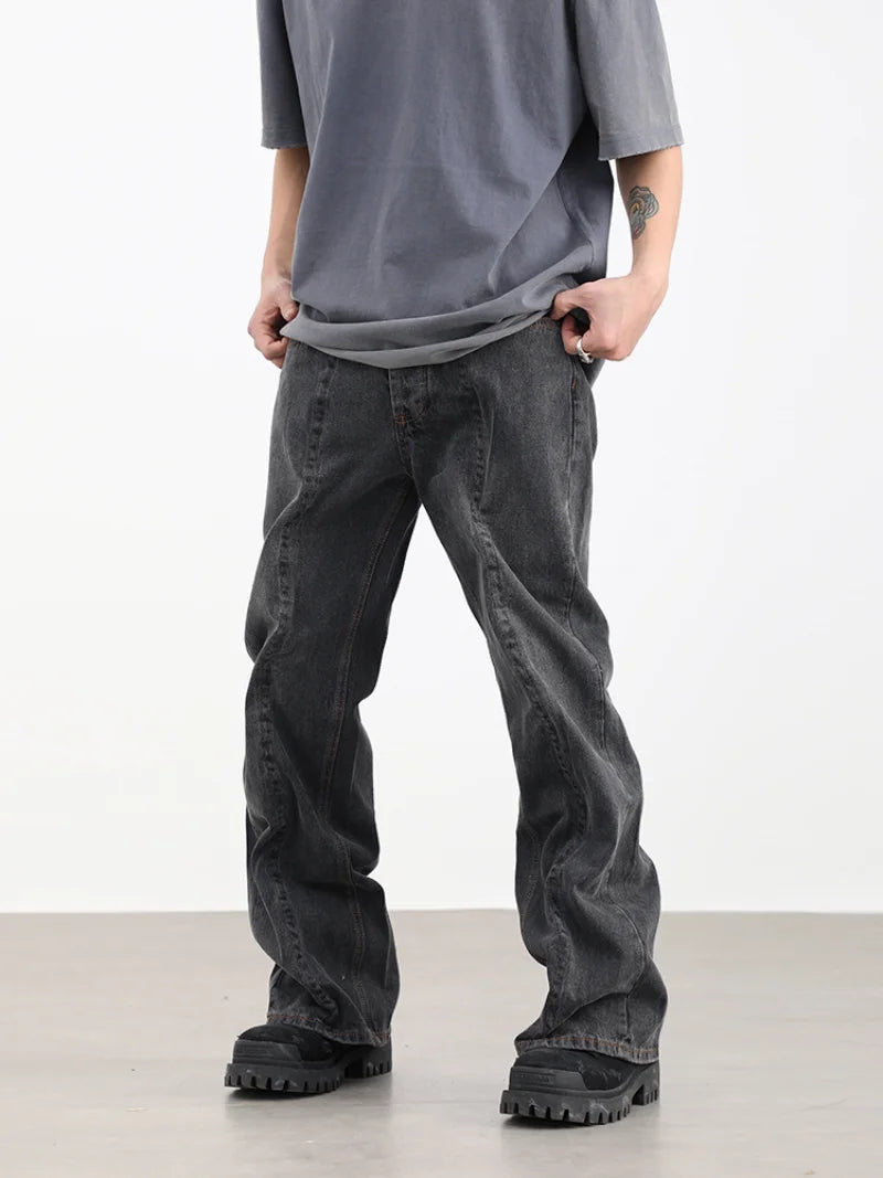 contorted fold design denim jean pants men straight biker jeans trousers 2023 fashion motorcycle unisex hip hop pants y2k pants denim street jeans